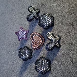 Bundle of 7 Adjustable Rings with Rhinestones New